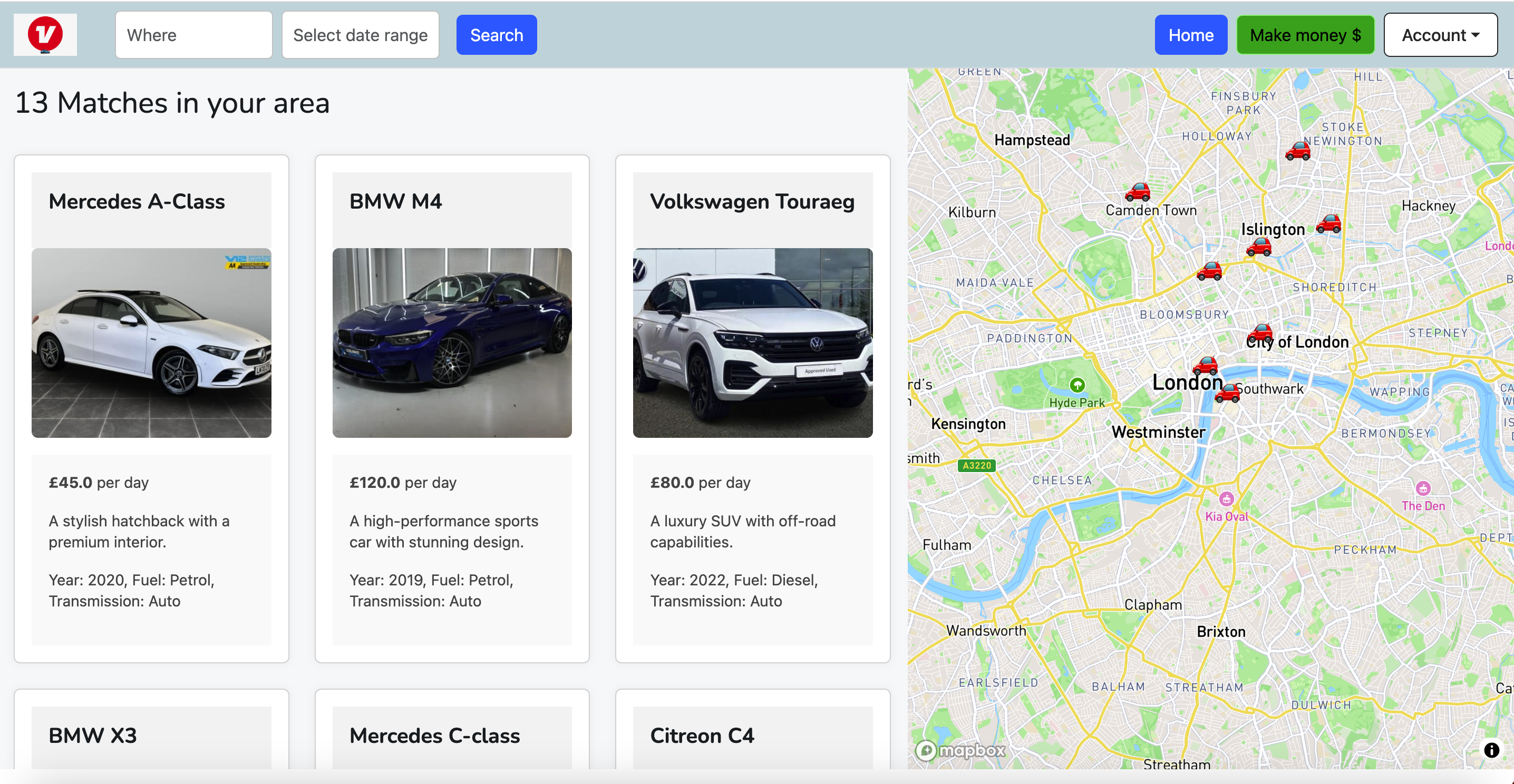 Vroom Search Page